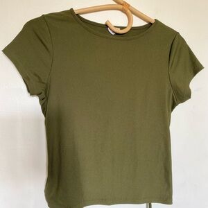 Cotton On Green Fitted Cap Sleeve T-Shirt